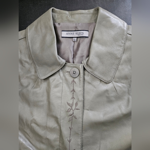 NWOT - Leather Anne Klein Green Soft & Supple Jacket - Size XL - Picture 7 of 12